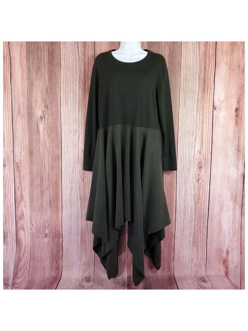*READ* COS Knitted Handkerchief Dress Womens Large Long Sleeve Wool Lyocell